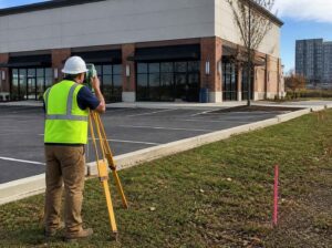 alta-survey-baltimore-md-due-diligence - Baltimore Land Surveying Land surveyor reviewing an ALTA Survey for a commercial property in Baltimore Maryland