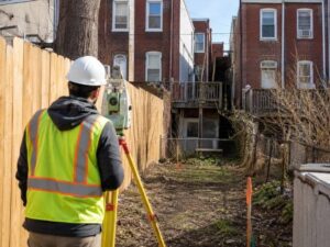 Land surveyor reviewing an ALTA Survey for a commercial property in Baltimore Maryland