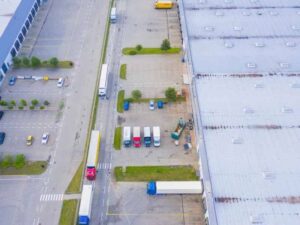 Industrial Aerial Survey Loading Area Baltimore Maryland - Baltimore Land Surveying Industrial aerial survey showing truck loading areas and site circulation in Baltimore Maryland.